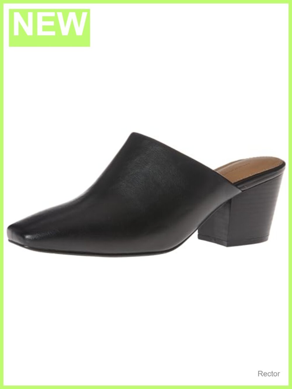 Women's Square Toe Slip On Heeled Mules Backless Non Slip Cuban Heel Faux